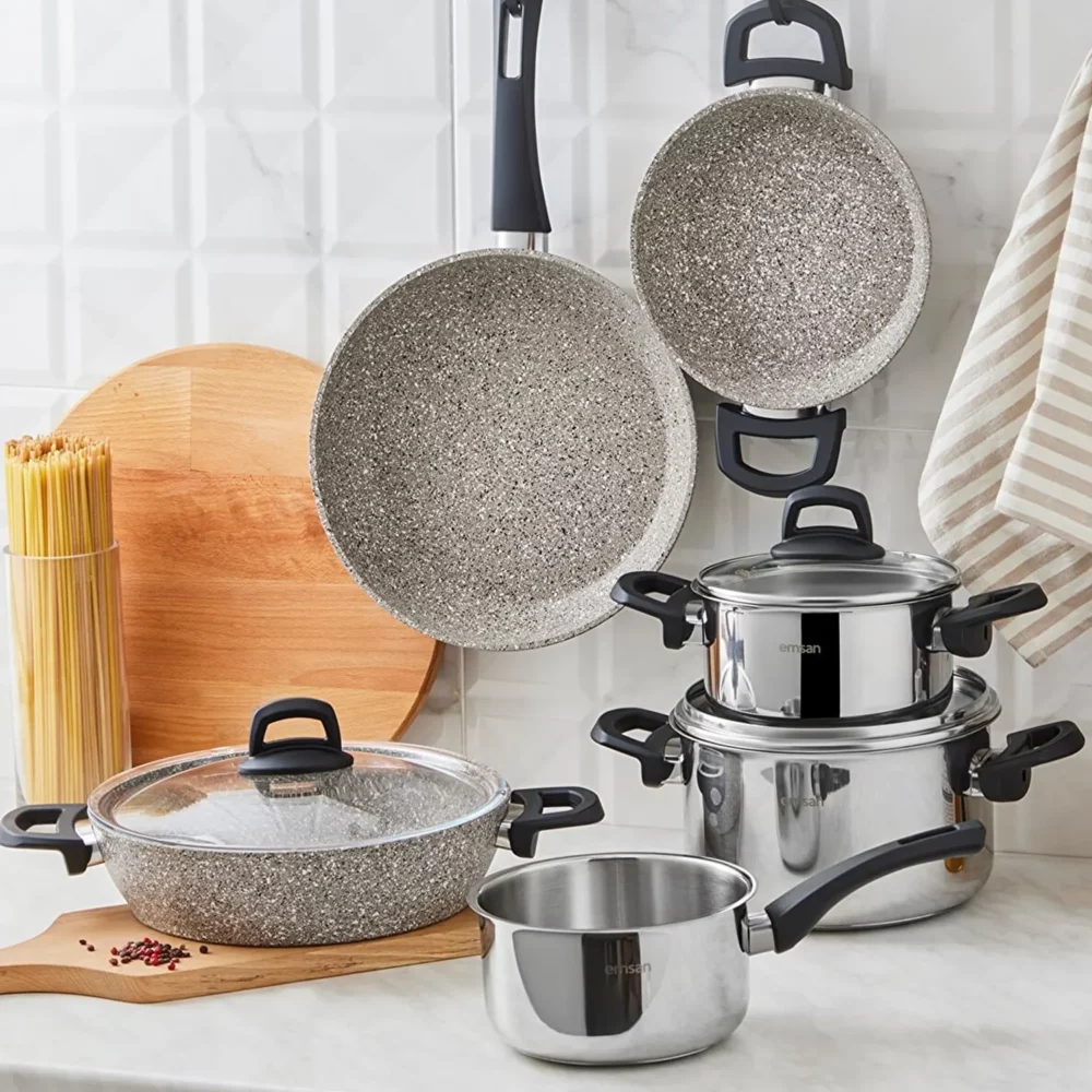 Emsan Experto 9-Piece Granite - Steel Cookware Set