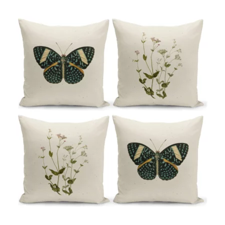 Kate Louise - Botanical Floral Bohemian Themed 4-Piece Throw Pillow Cover Set