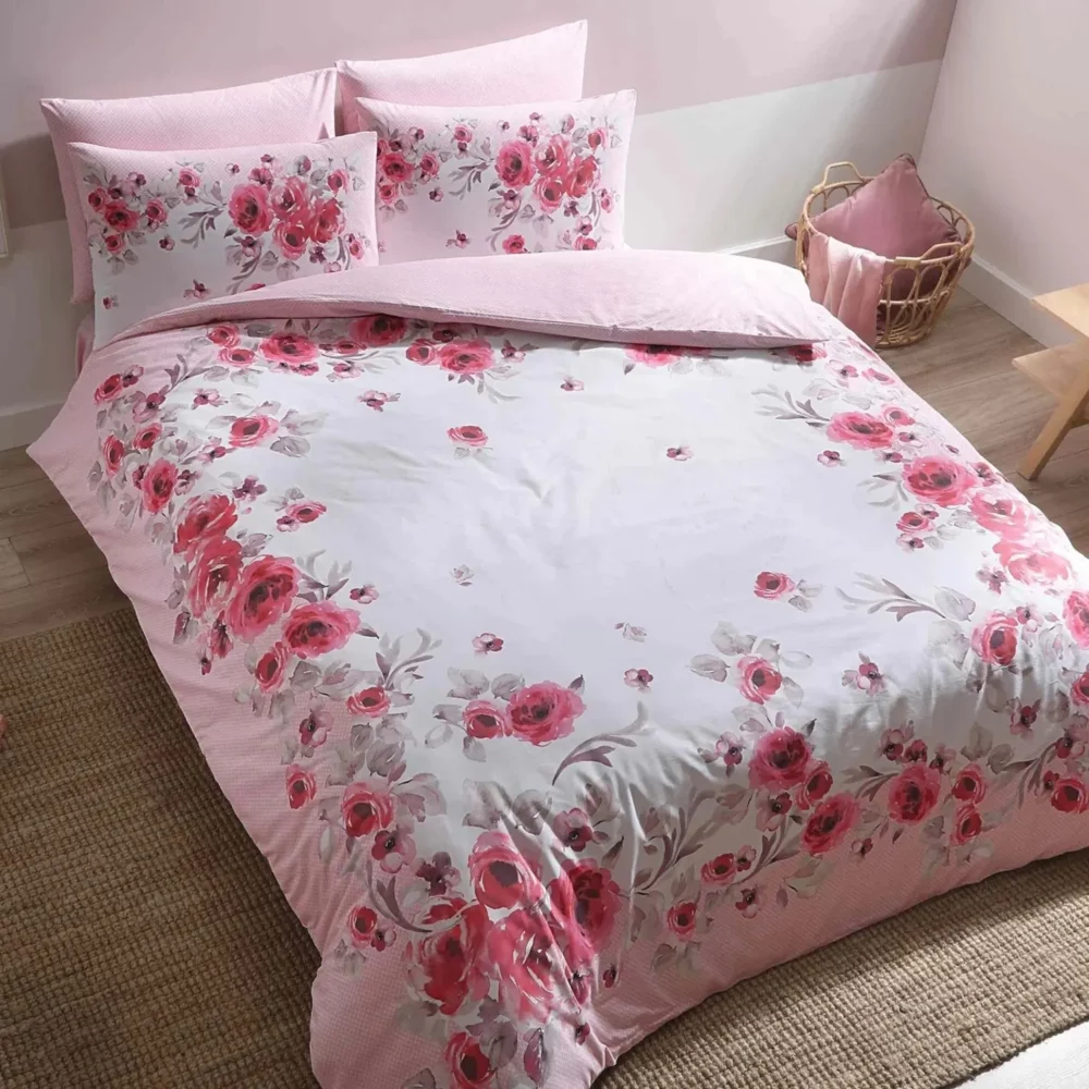 Tac - Shiny Ranforce Double Duvet Cover Set Pink