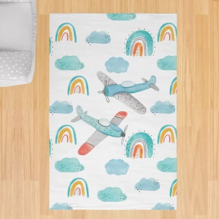 Bebemotto - Rainbow and Airplanes Children's Room Rug