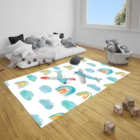 Bebemotto - Rainbow and Airplanes Children's Room Rug