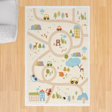 Bebemotto - Road, Bear, Car, Children's Room Rug