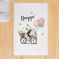 Bicycle-Riding Panda Children's Room Rug