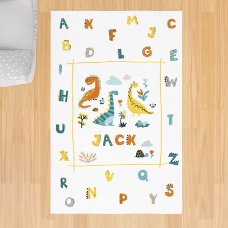 Colorful Dinosaurs and Alphabet Children's Room Rug