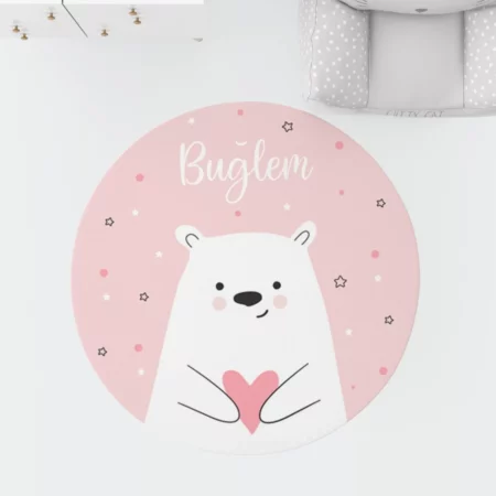 Pink Bear, Round Children's Room Rug