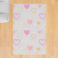 Pink Romantic Heart, Gray Children's Room Rug