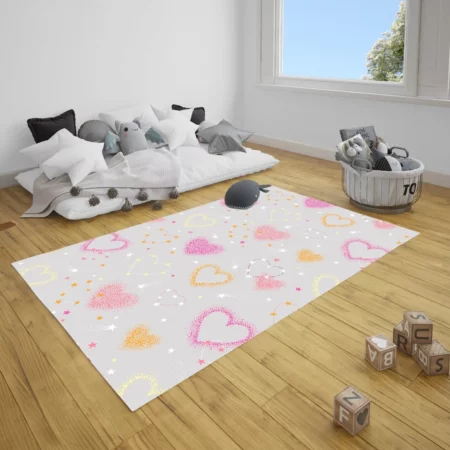Pink Romantic Heart, Gray Children's Room Rug